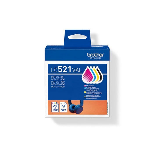 Kit 4 Cartucce Originali Brother LC521 BK 500 Pagine CMY 500 Pagine