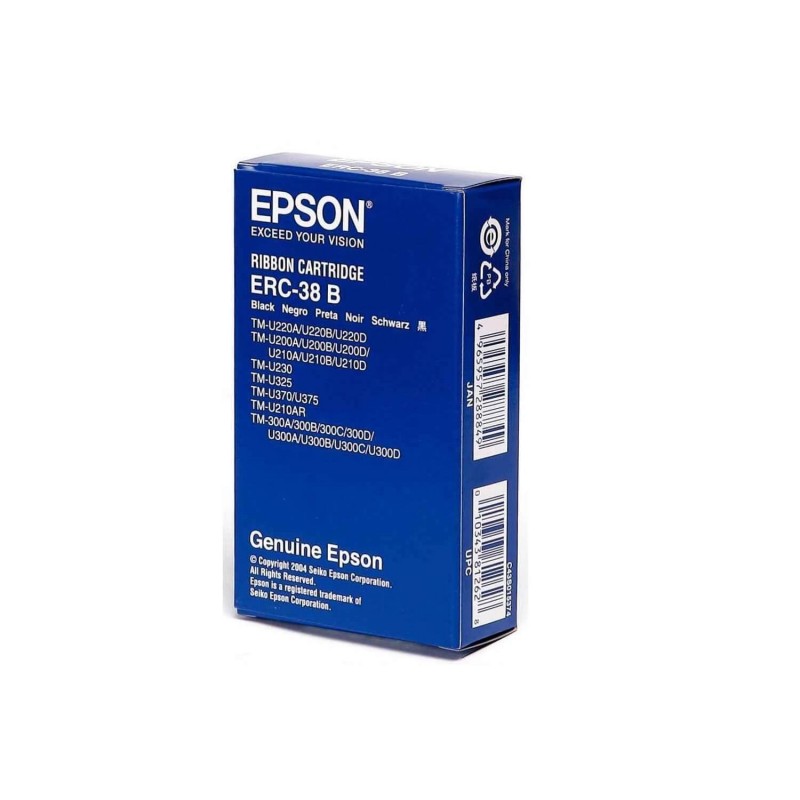 Epson C43S015374 S015374 15374 ERC38B ERC-38 Nastro originale Bk Nero