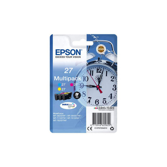 Epson C13T27054012 T2705 27 Kit 3 Cartucce Originali C M Y 300 Pagine