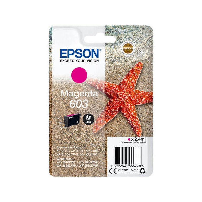 Epson C13T03U34010 603 Cartuccia Originale M Magenta 130 Pagine
