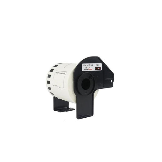 Brother DK-22251 Etichetta Adesiva in carta Compatibile 62mm X 15,24mt Nero/Rosso su Bianco Con Supporto In Plastica