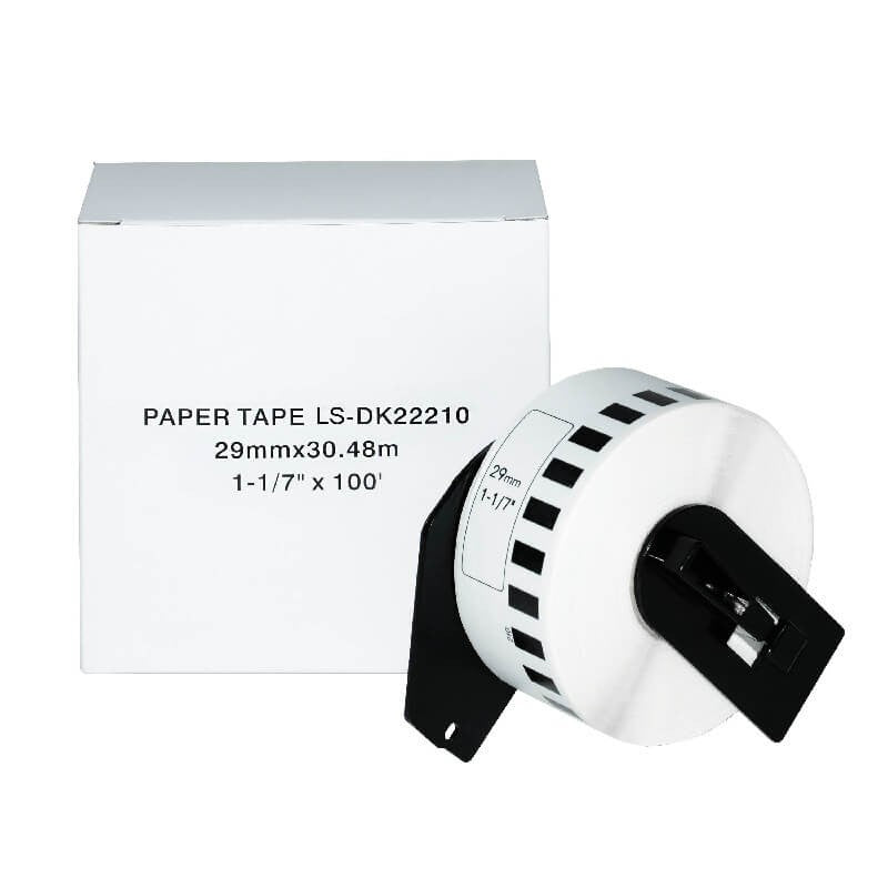 Brother DK-22210 Etichetta Adesiva in Carta Compatibile 29mm X 30,48 mt Con Supporto In Plastica