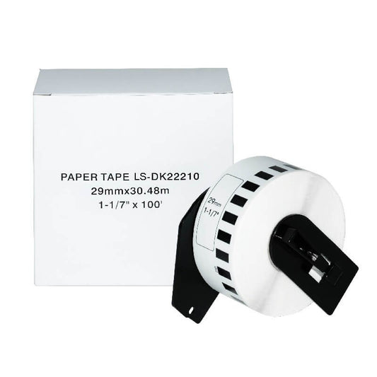Brother DK-22210 Etichetta Adesiva in Carta Compatibile 29mm X 30,48 mt Con Supporto In Plastica
