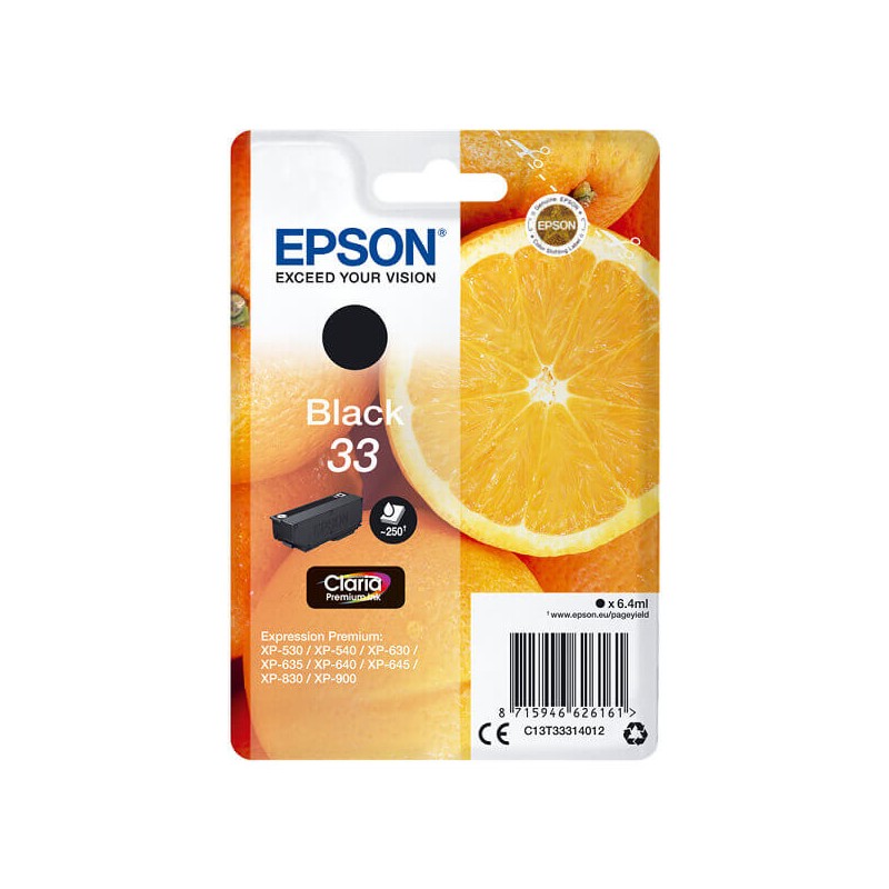 Epson C13T33314012 T3331 33 Cartuccia Originale Bk Nero 250 Pagine