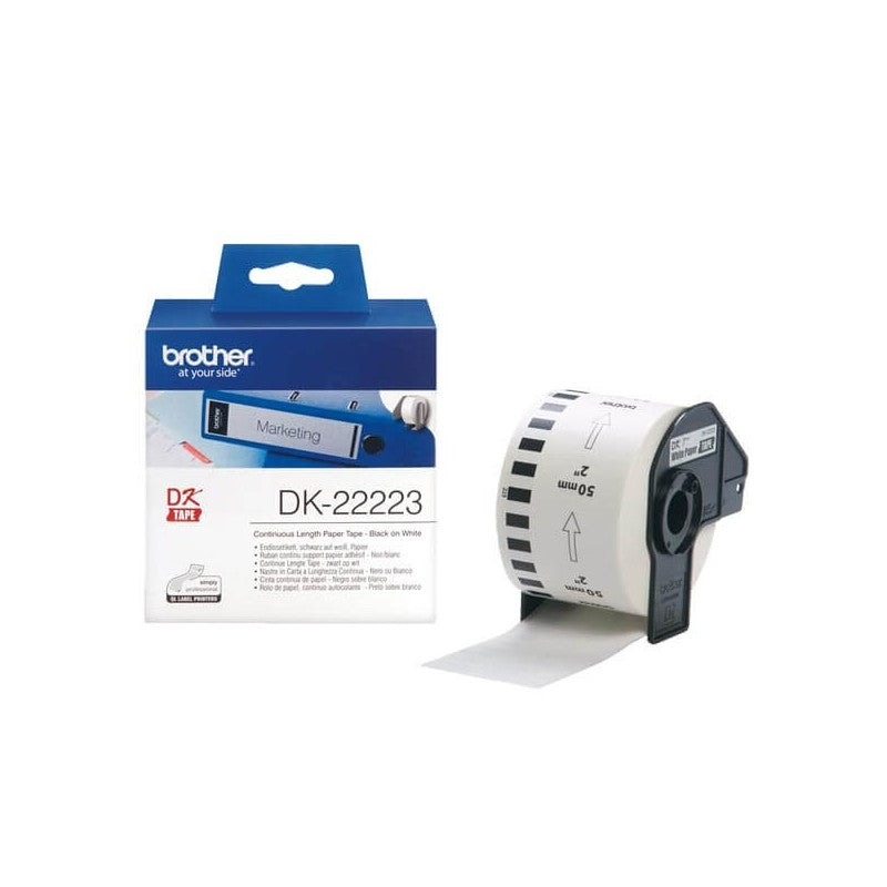 Brother DK-22223 Rotolo di etichette in Carta Originale 50mm x 30,48m Nero Bianco