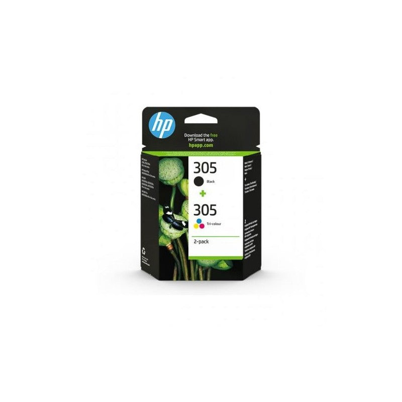 HP 305 Bk Nero + Colore Kit 2 Cartucce Originali 6ZD17AE