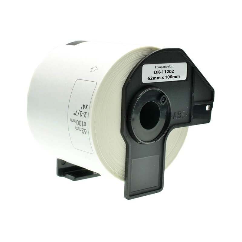 Brother DK-11202 300 Etichette Adesive in Carta Compatibili mm 62X100 Con Supporto In Plastica