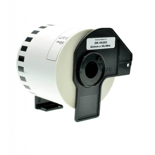 Brother DK-44205 Etichetta Adesiva In Carta Removibile Compatibile 62mm X 30,48 mt Con Supporto In Plastica