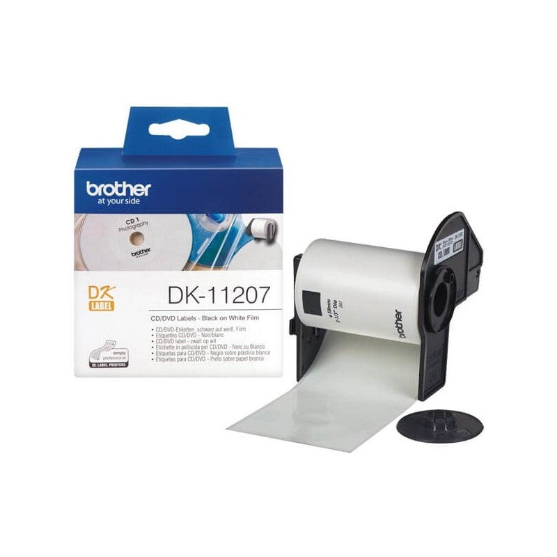 Brother DK-11207 Rotolo da 100 Etichette in Carta Originali 58mm Circolari Nero su Bianco