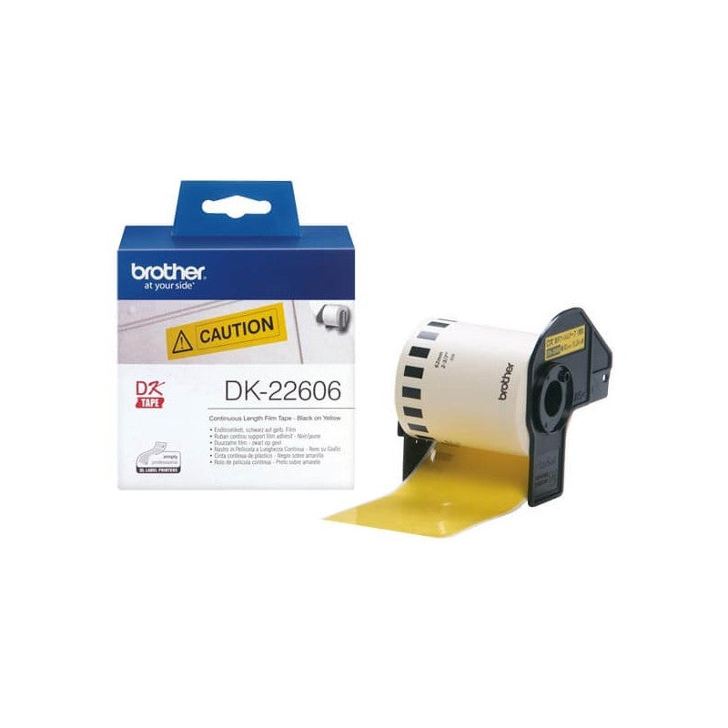 Brother DK-22606 Rotolo di etichette in Carta Originale 62mm x 15,24m Nero Giallo