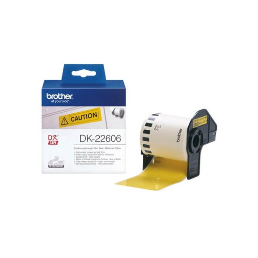 Brother DK-22606 Rotolo di etichette in Carta Originale 62mm x 15,24m Nero Giallo