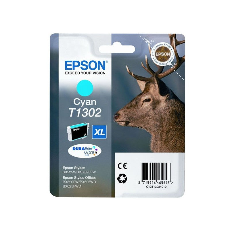 Epson C13T13024012 T1302 Cartuccia Originale C Ciano 10ML 800 Pagine