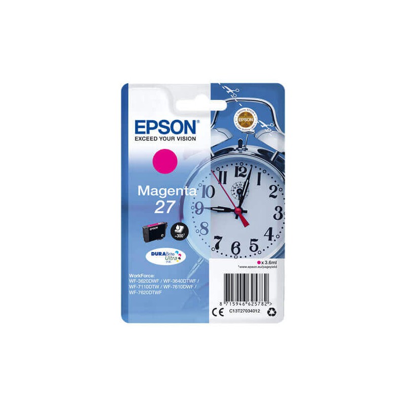 Epson C13T27034012 T2703 27 Cartuccia Originale M Magenta 300 Pagine