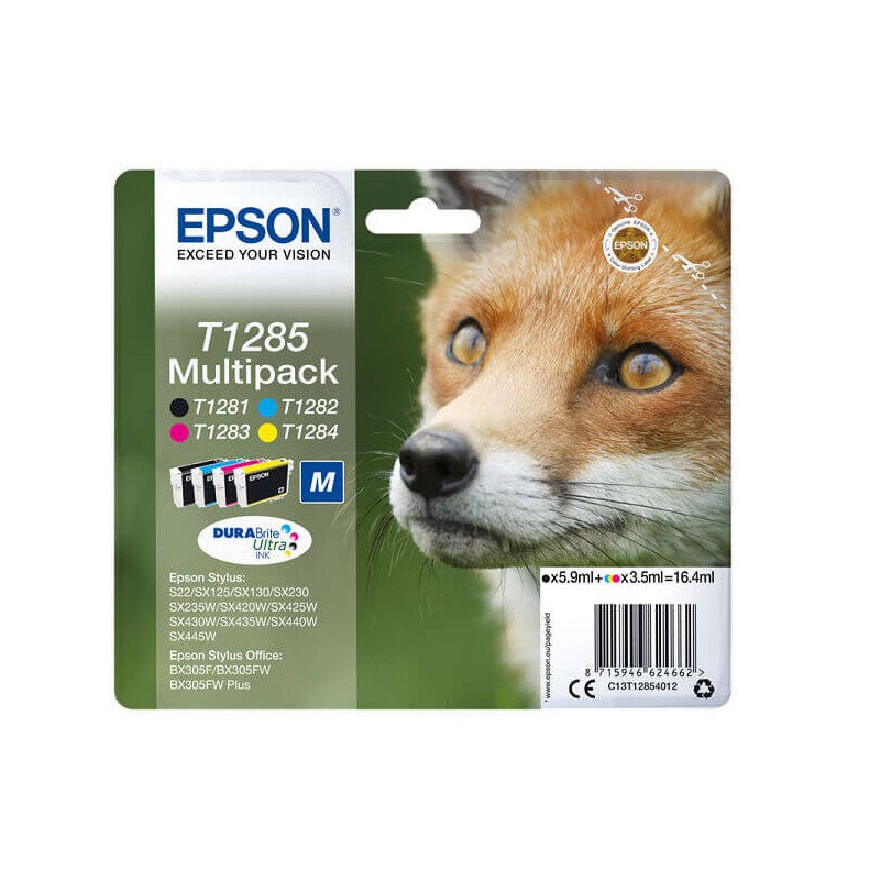 Epson C13T12854012 T1285 Kit 4 Cartucce Originali BK C M Y