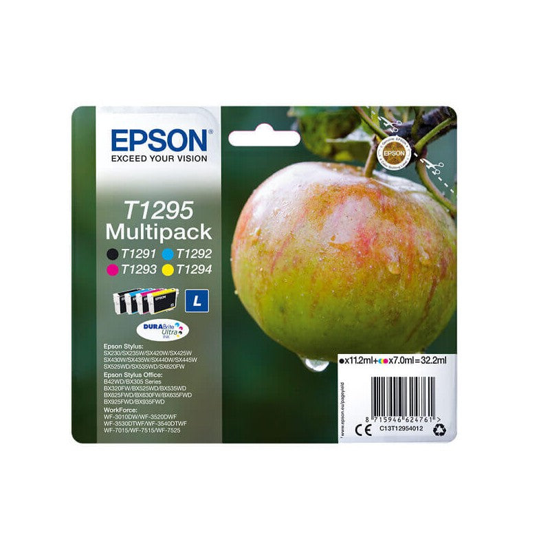 Epson C13T12954012 T1295 Kit 4 Cartucce Originali BK C M Y