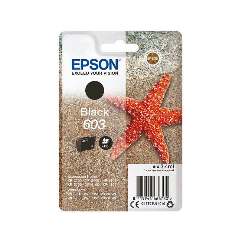 Epson C13T03U14010 603 Cartuccia Originale Bk Nero 150 Pagine