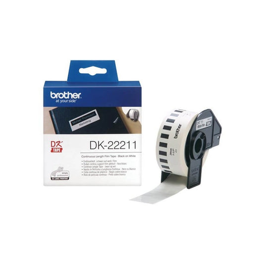 Brother DK-22211 Rotolo di etichette in Carta Originale 29mm x 15,24m Nero Bianco