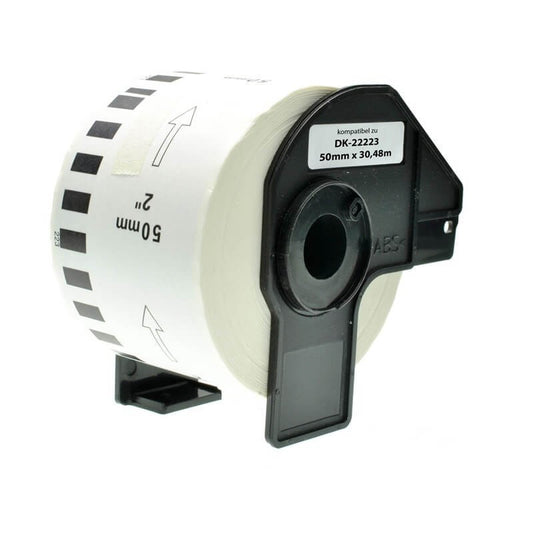Brother DK-22223 Etichetta Adesiva in Carta Compatibile 50mm X 30,48 mt Con Supporto In Plastica