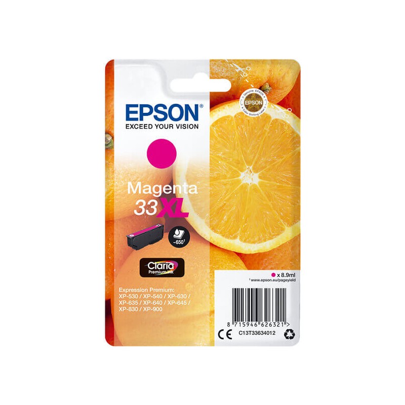 Epson C13T33634012 T3363 33 Cartuccia Originale M Magenta 650 Pagine