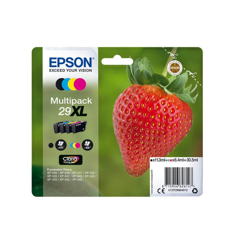Epson C13T29964012 T2996 29XL Kit 4 Cartucce Originali BK C M Y
