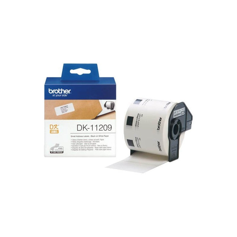 Brother DK-11209 Rotolo da 800 Etichette in Carta Originali 29mm x 62mm Nero su Bianco