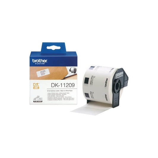 Brother DK-11209 Rotolo da 800 Etichette in Carta Originali 29mm x 62mm Nero su Bianco