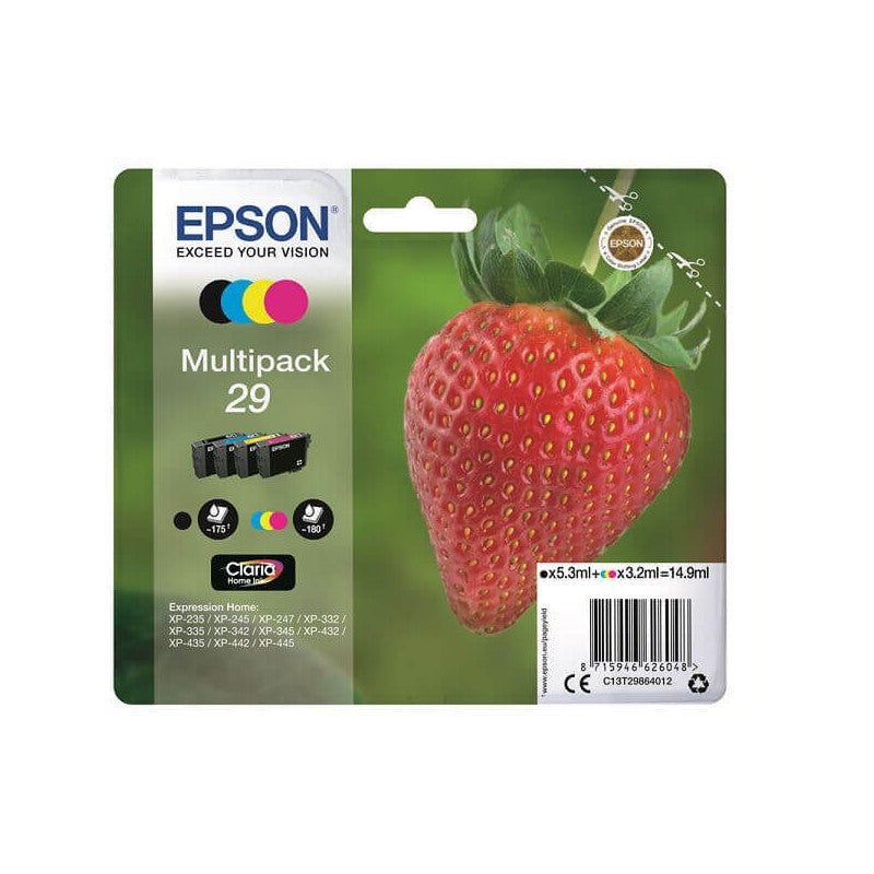 Epson C13T29864012 T2986 29 Kit 4 Cartucce Originali BK C M Y