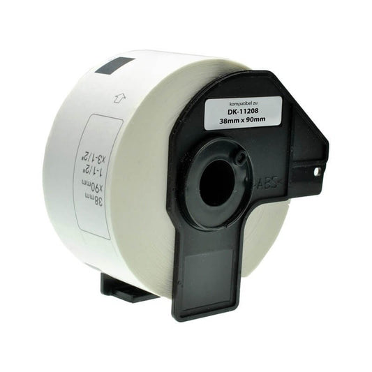 Brother DK-11208 400 Etichette Adesive in Carta Compatibili mm 38X90 Con Supporto In Plastica