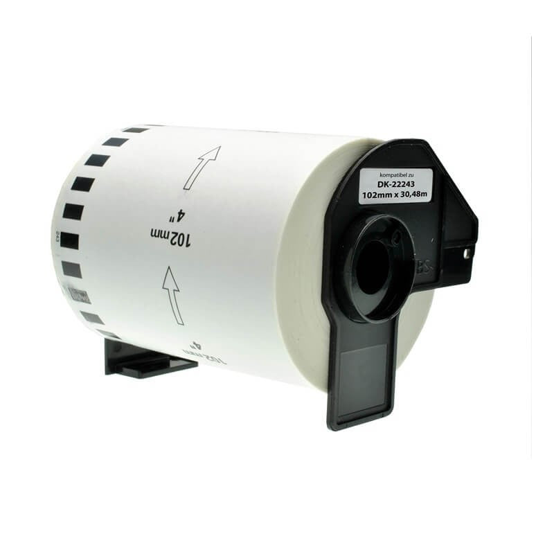 Brother DK-22243 Etichetta Adesiva in Carta Compatibile 102mm X 30,48 mt Con Supporto In Plastica