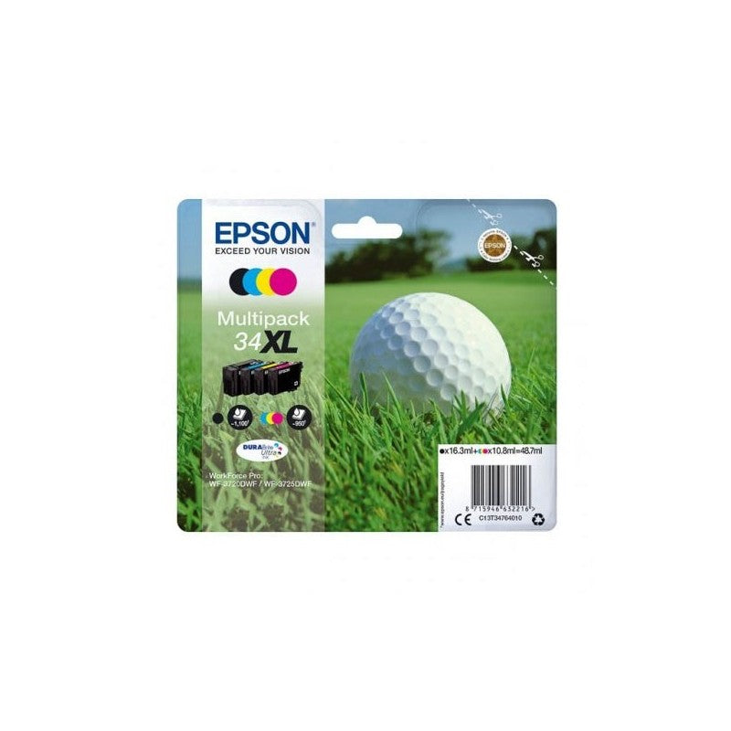Epson C13T34764010 T3476 34XL Multipack 4 Cartucce Originali Bk Nero C M Y