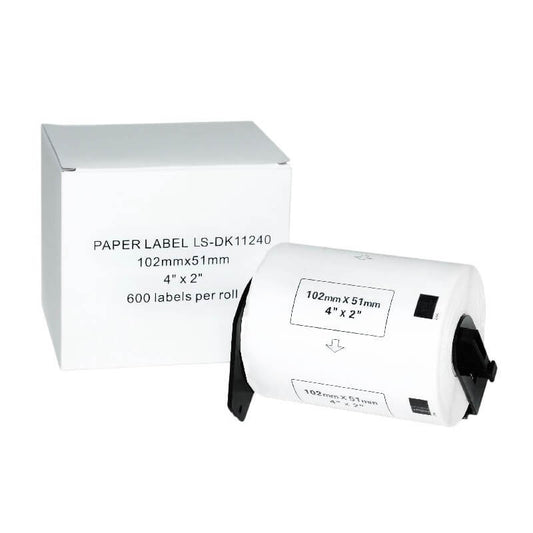 Brother DK-11240 600 Etichette Adesive in Carta Compatibili mm 102X51 Con Supporto In Plastica
