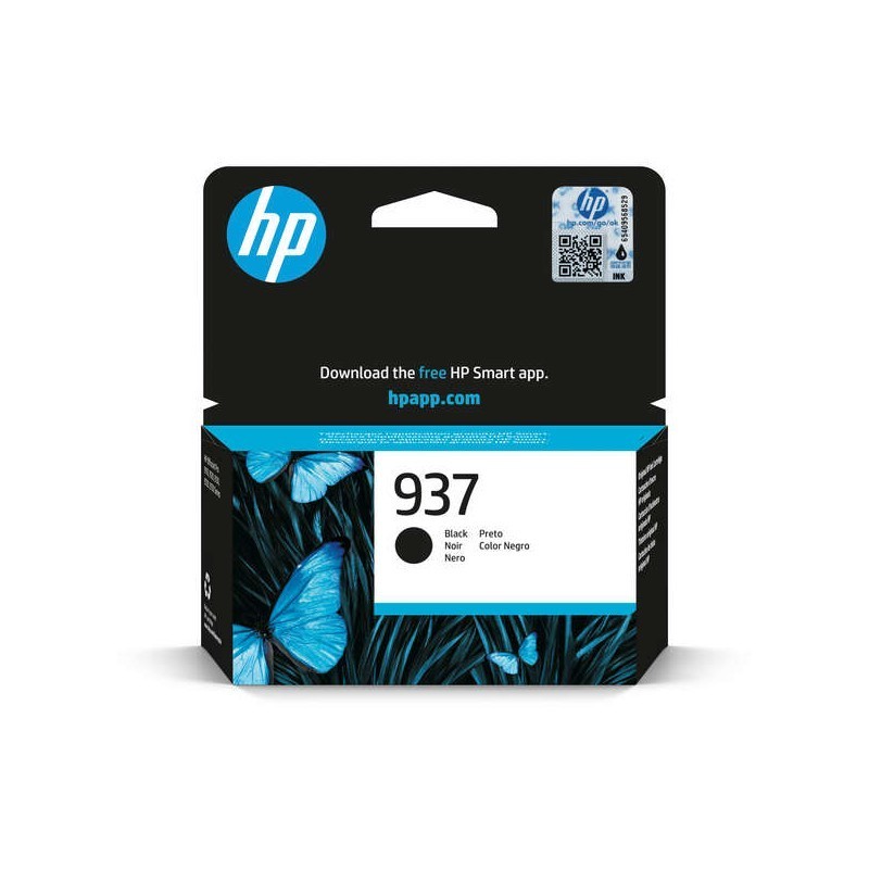 HP 4S6W5NE 937 Cartuccia Originale BK Nero