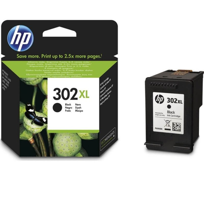 HP 302 XL F6U68A Cartuccia originale Bk 8,5ml 480 Pagine