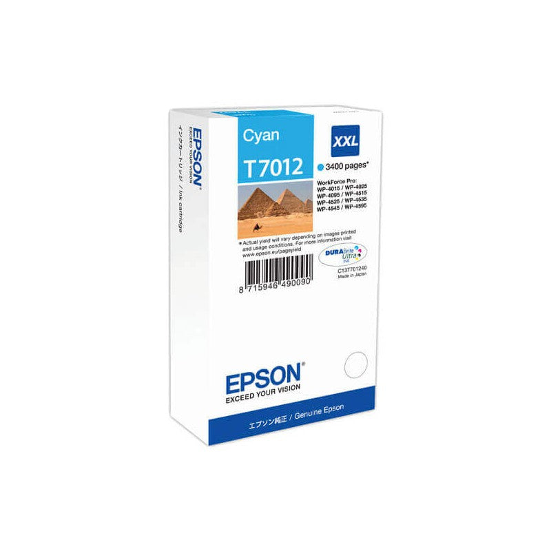 Epson C13T70124010 T7012 XXL Cartuccia Originale C Ciano 3400 Pagine