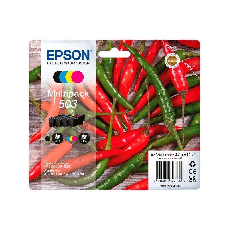 Epson C13T09Q64010 503 Kit 4 Cartucce Originali BK C M Y