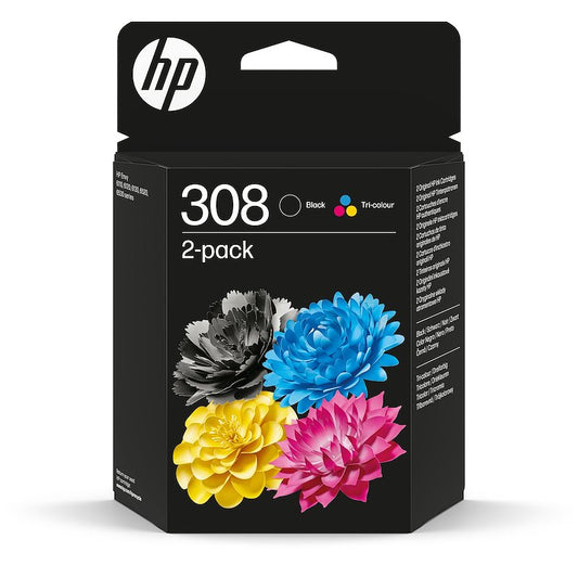 HP 308 6L6S6UE Multipack 2 Cartucce Originali Bk Nero Colore