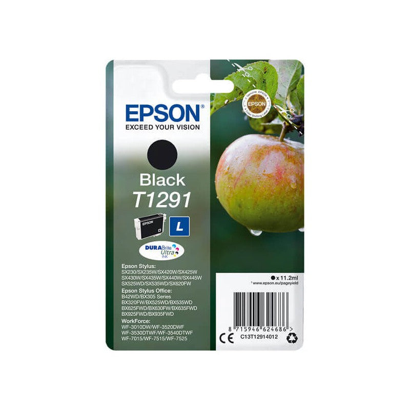 Epson C13T12914012 T1291 Cartuccia Originale Bk Nero 11,2ML 380 Pagine
